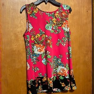 Coco Bianco blouse, size small, pink with multiple colors flowers. Tie back
